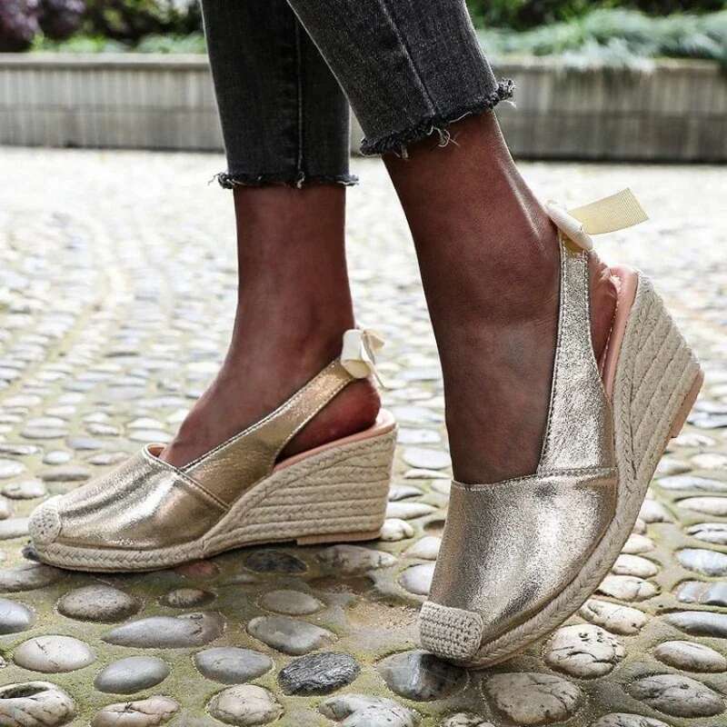 Wedges for 2025 Women Closed Toe Bandage Espadrille Stylish Shoes Platform Sandals atos De Mujer