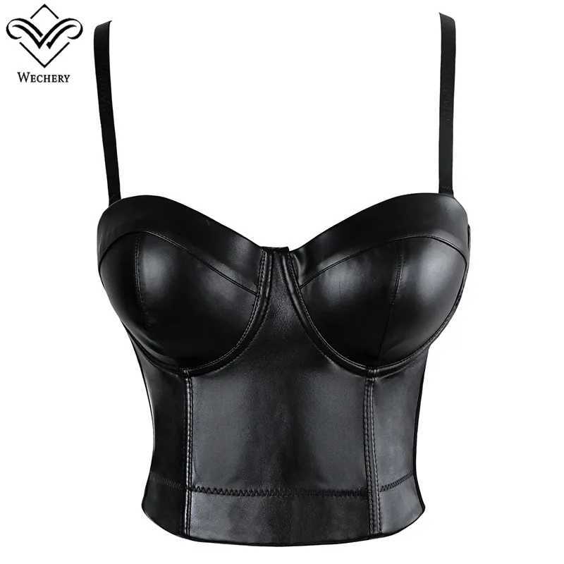 Wechery Women Leather Corset Top Crop Bustier Gothic Bra Push Up Bodice Sexy Lingerie Corselet Party Short Camis Plus Size 6XLXJ250304