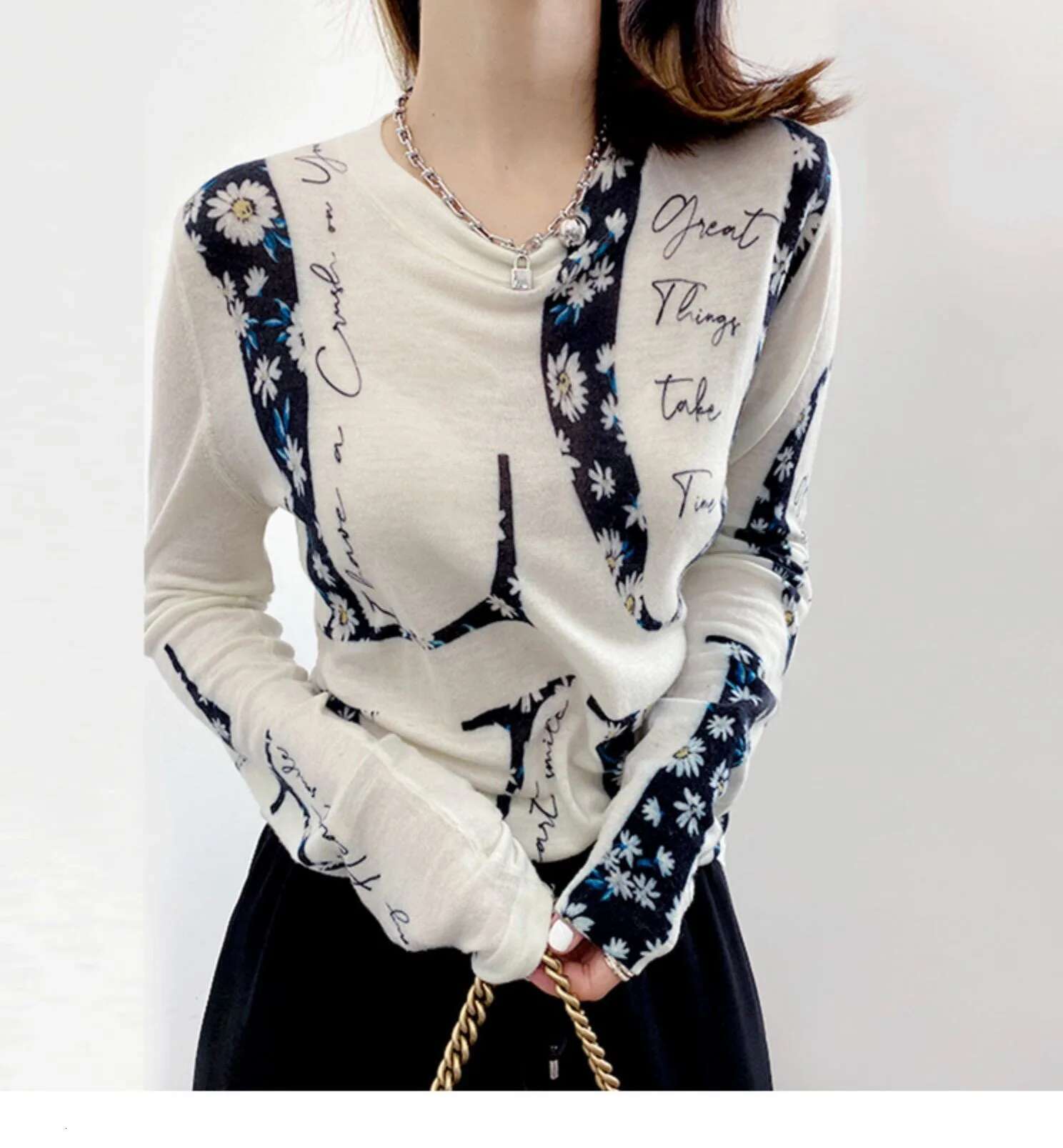 Boutique Thin Pullover Cashmere Women's Round Neck Loose Sweater Spring And Autumn New Style
