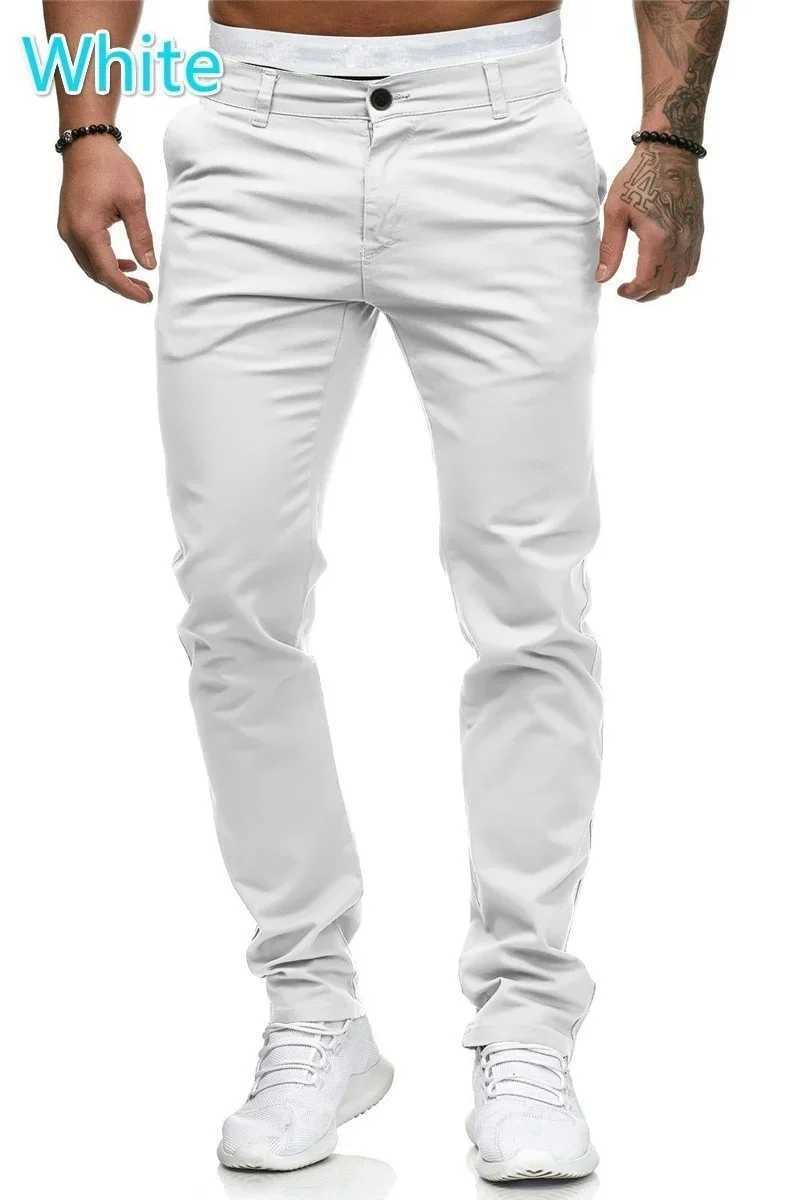 2024 Mens skinny casual Pants Button Zipper Pocket Solid Color Straight Pencil Suit Pants Slim Fit Mens TrouserXJ250303