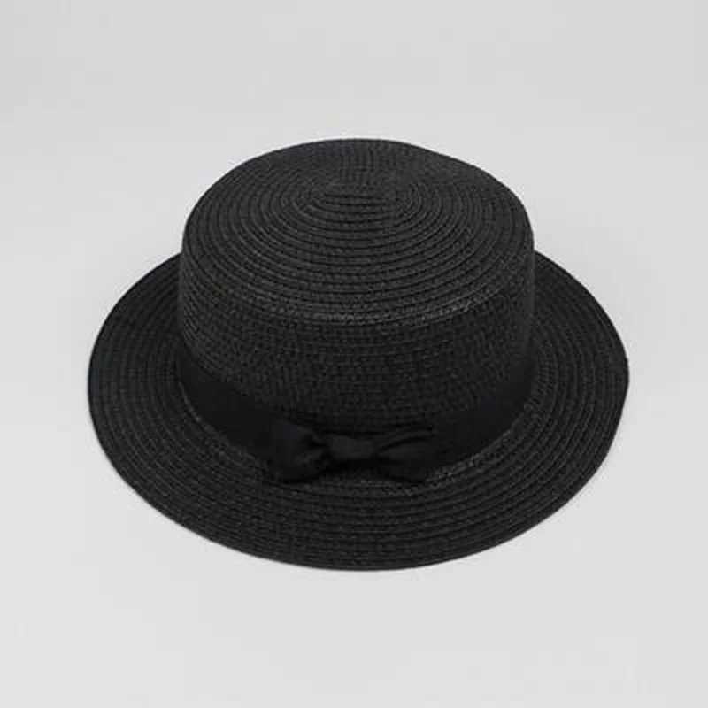 Bowknot Str Sun Hat Women Summer Beach Hat Girls Ribbon Round Flat Top Hat for Women Cs for LadiesXJ250304