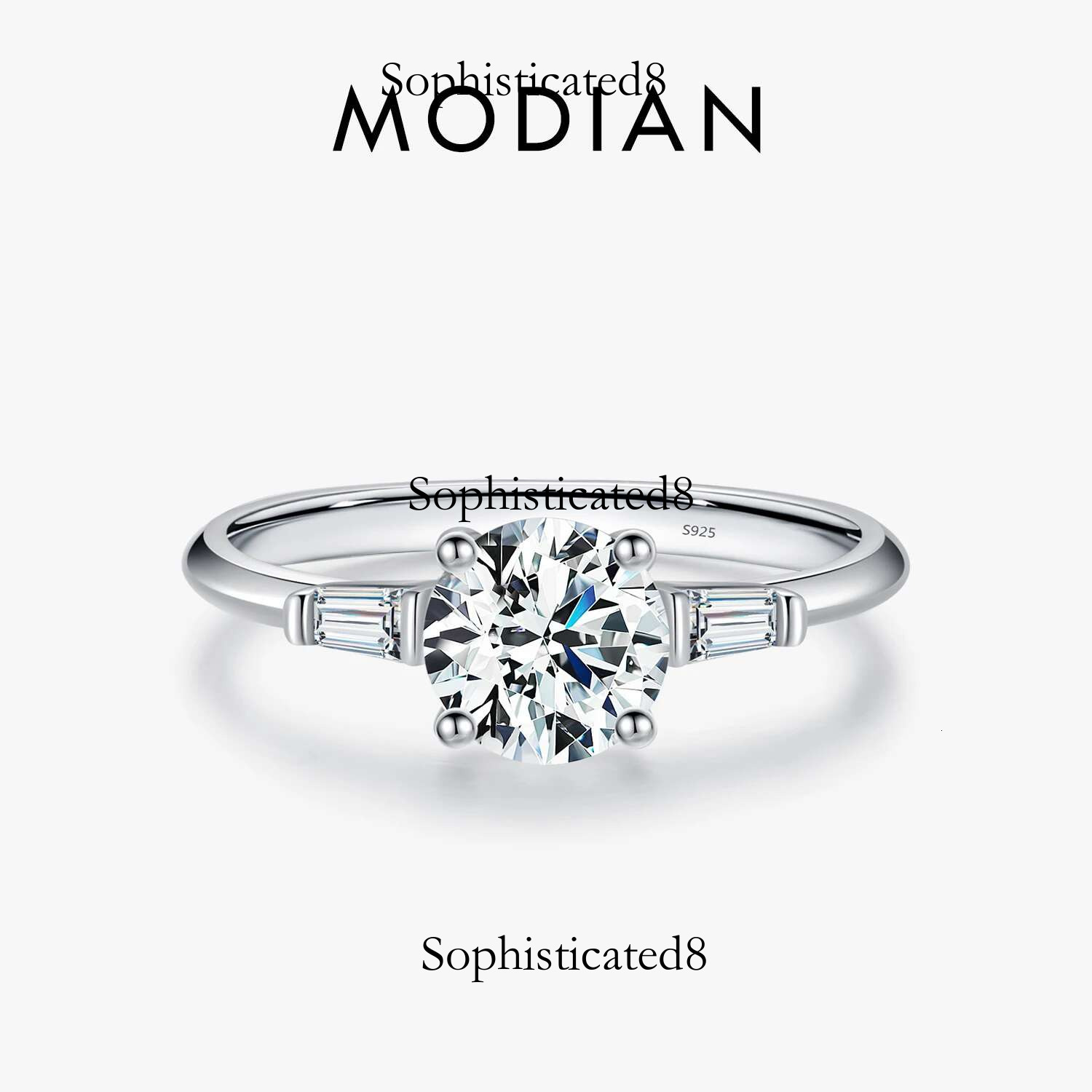 MODIAN 1.0CT Round Moissanite Ring D Color Lab Dia Classic Sterg Sier Wedding Engagement Band Jewelry For Women