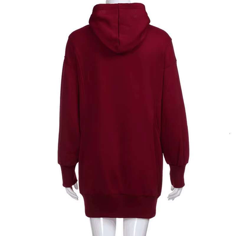 Fashion Solid Color Sweatshirt Women Long Pullover Coat Fleece Plus Size Hoodie