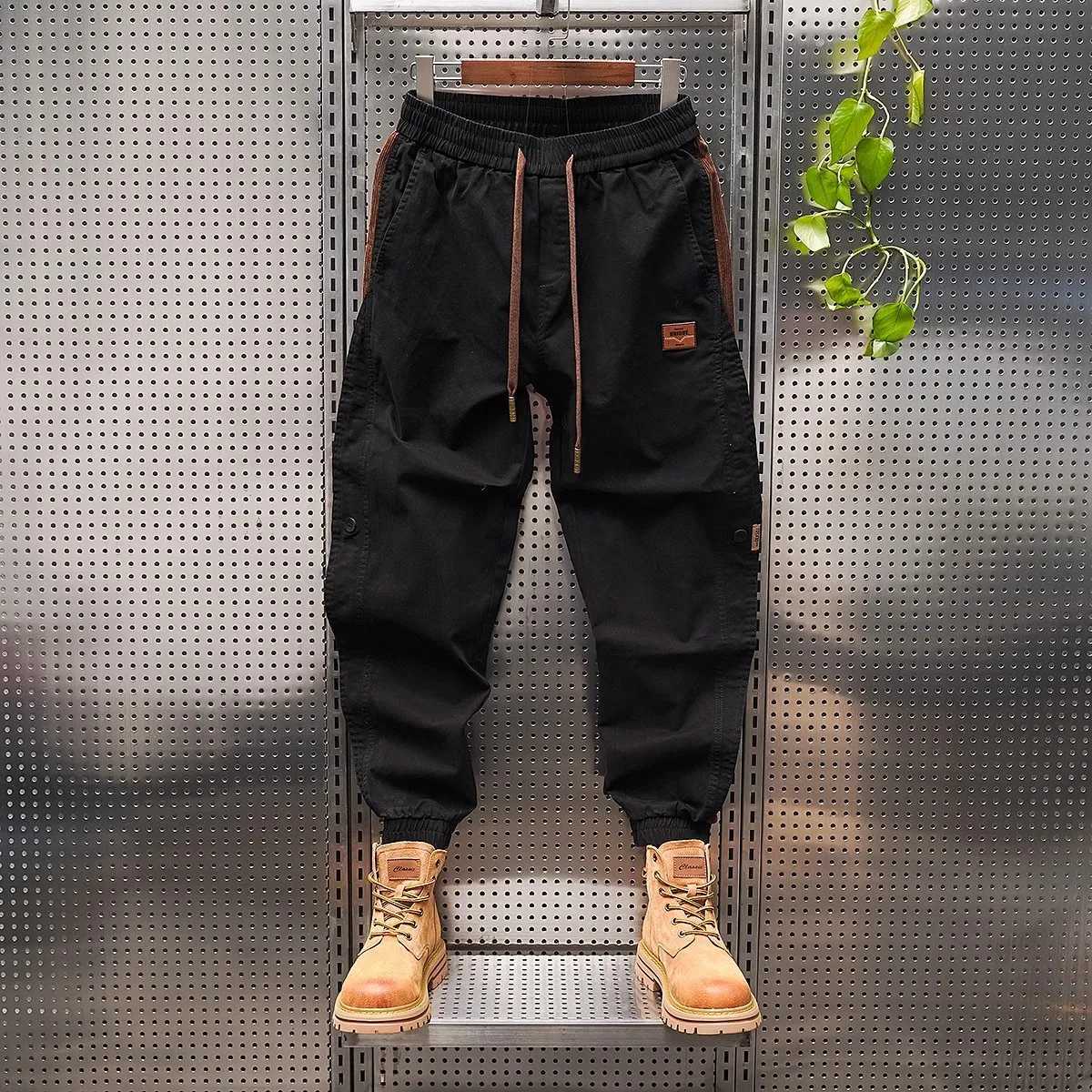 American retro labor protection work pants mens spring and summer thin loose trouser bunches outdoor overallsXJ250303