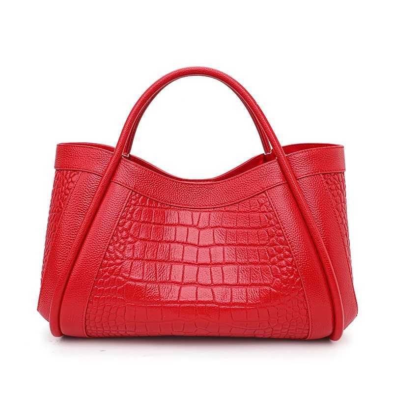 Aidrani The new beautiful solid color crocodile pattern handbag is made of high-quality cowhide and has a large capacity Z250303