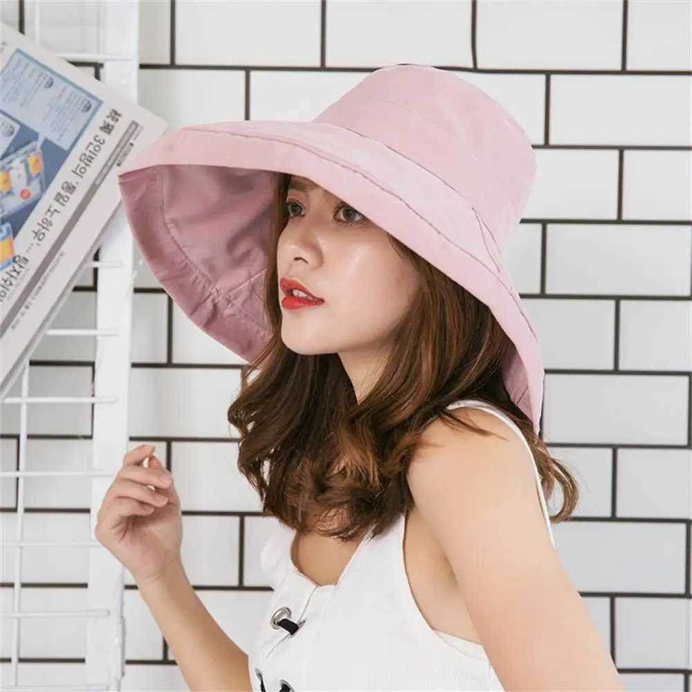 Women Large-brimmed Sun Hat Fashion Peach Skin Velvet Fisherman Hat Outdoor Beach Hat Bucket Hat Summer Sunscreen Sun Visor CXJ250304