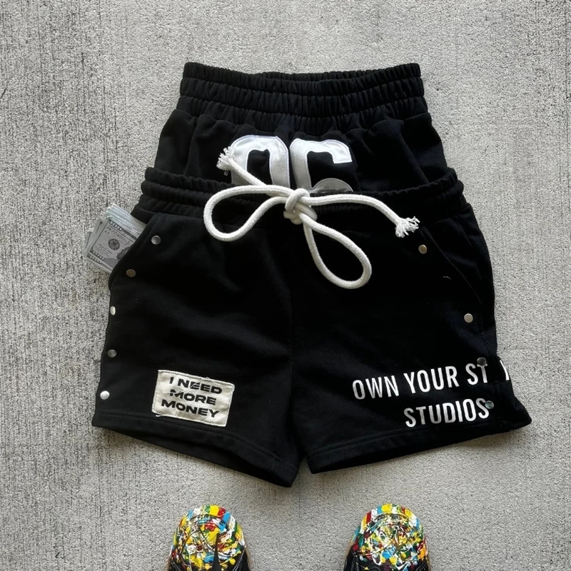 Fashionable Street Style Double Waisted Loose Sports Shorts American Retro Shorts Harajuku Style Hip Hop Y2k Shorts Streetwear 250303