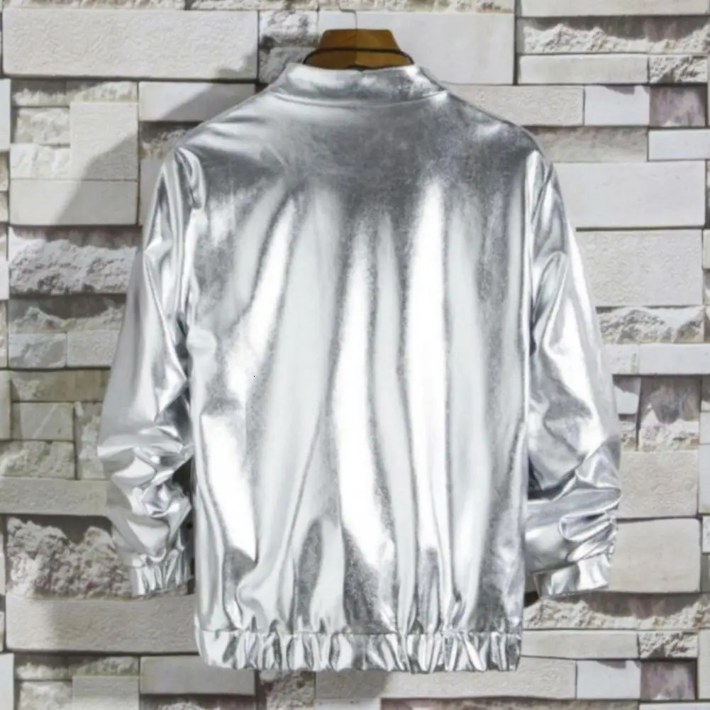 Cotton Shiny Men Jacket Zipper Clre Sparkling Outerwear Performance Costume Hip Hop Nightclub Dancing Party 250304