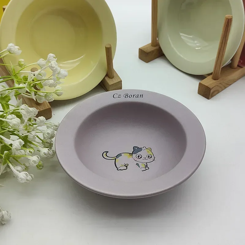 Elevated Pets Bowls Extra Wide Raised Cats Food Bowl Anti-Vomiting Cat Feeder Whisker Stress-Free Dog Ceramic Cat Feeding Bowls