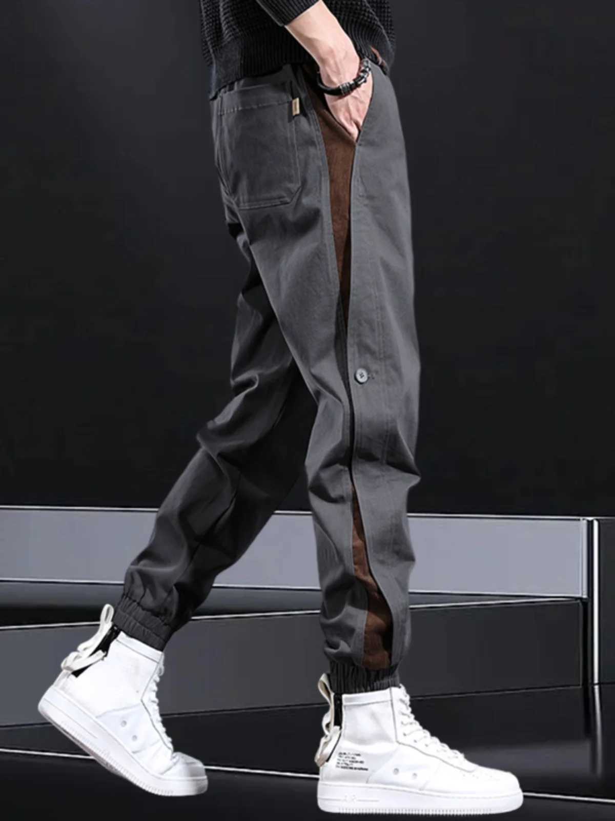 American retro labor protection work pants mens spring and summer thin loose trouser bunches outdoor overallsXJ250303