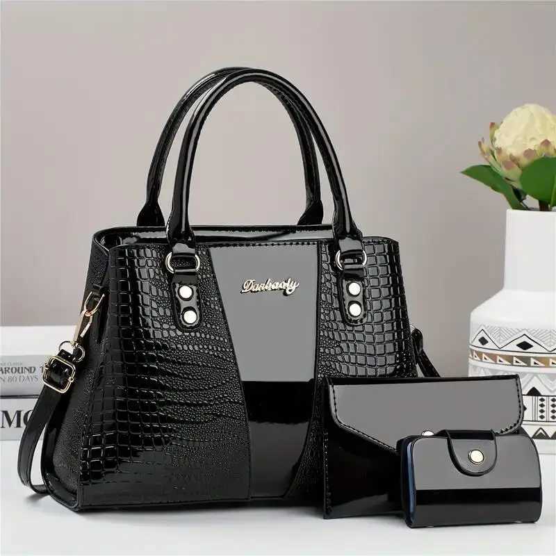 Chic Womens 3pcs Tote Set with Clutch Card Holder - Faux Leather Animal Print Zip Closure - Perfect for Work Travel for Z250303