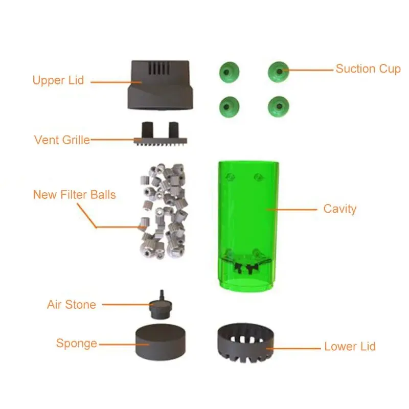 Aquarium Fish Tank Fluidized Moving Bed Filter Bubble Bio Media Filter Fish Tank Sponge With Sucker Air Stone And Sponge Filter