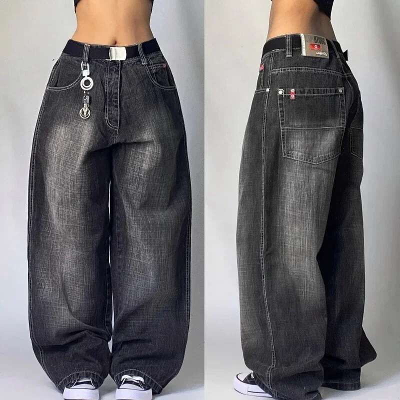 Streetwear New Fashion Oversized Print Baggy Jeans Y2k Haruku Hip-Hop Vintage Pop Gothic High Waist Wide-Leg Pants Trousers