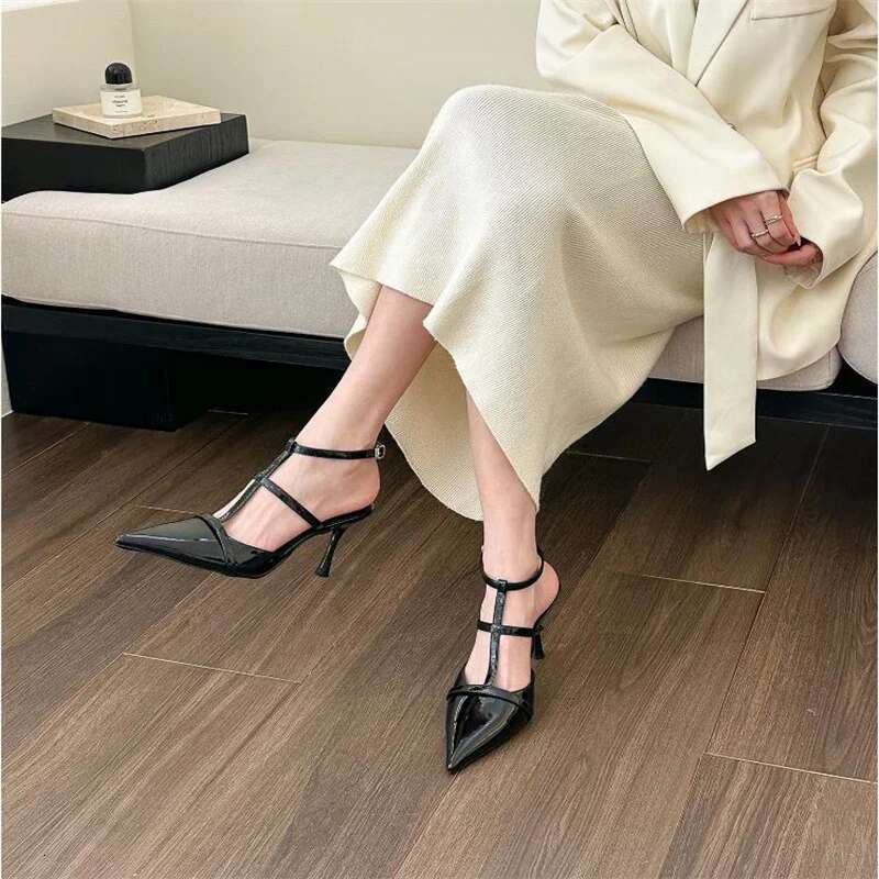 New Trendy Women Gladiator Sandals Summer Pointed Toe Elegant High Heels Thin Strap Pumps Ladies Party Shoes Size 42