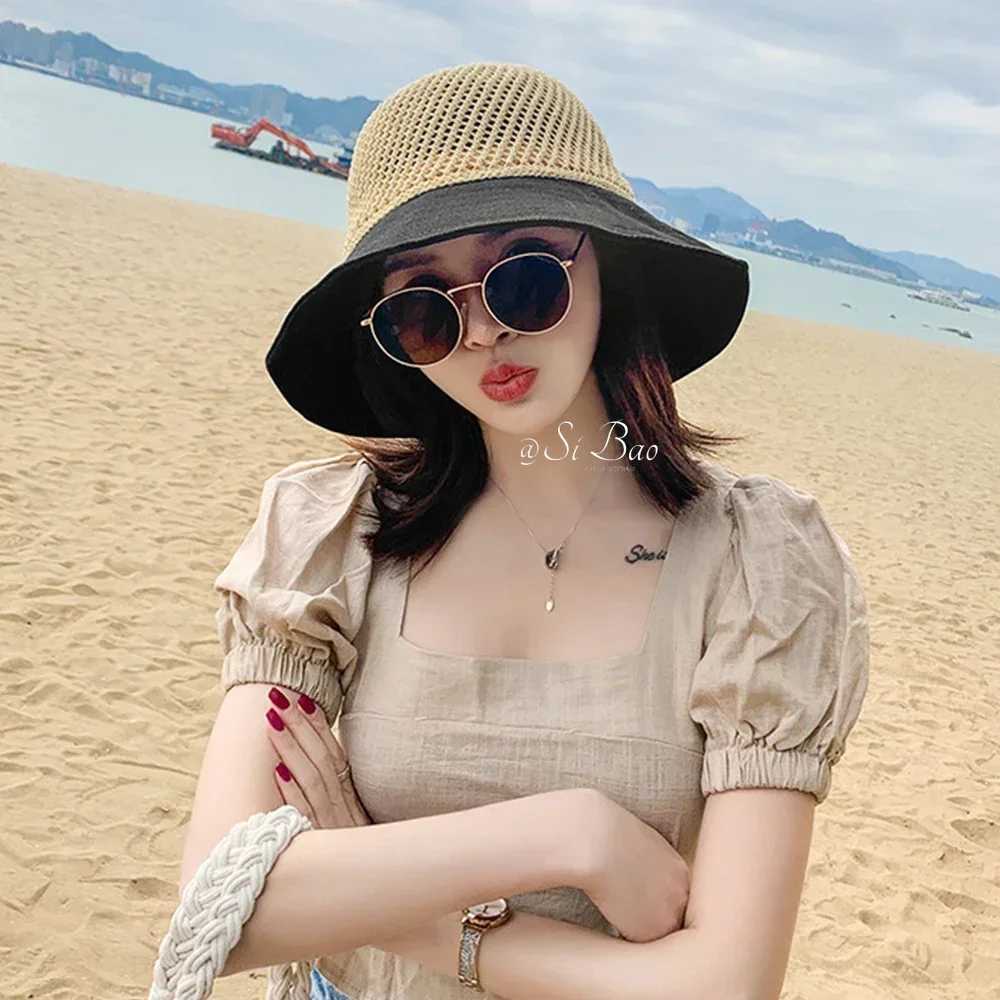 New Sunscreen Hat In Spring And Summer Women Fashion Leisure Bucket Hat Folding Bow Sun Hat UV Protect Wide Brim Female CXJ250304
