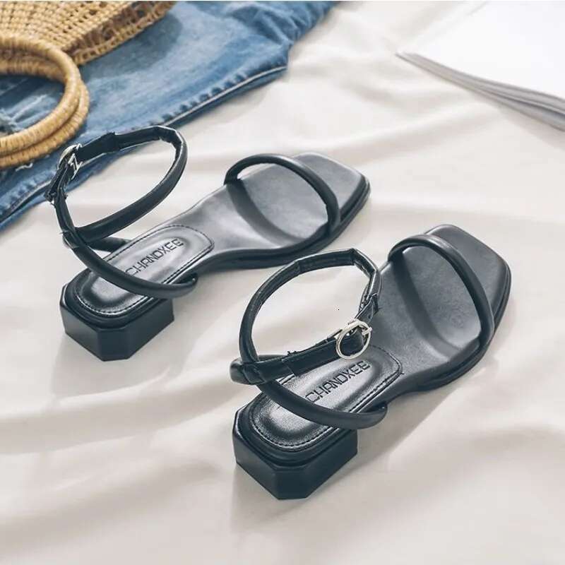 Women Comfort Shoes Clear Heels 2025 Sandals Female Beige New Low Girls Medium Sexy Summer Fashion sandals for female