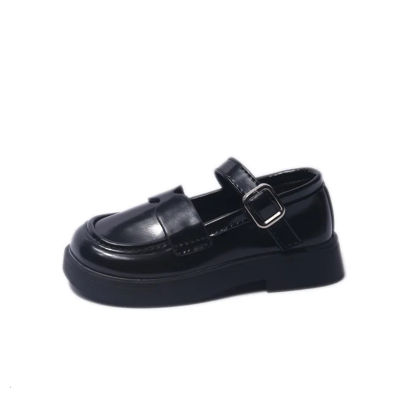 British style Loafers round toe girls hook and loop simple solid beige leather shoes for spring 250303
