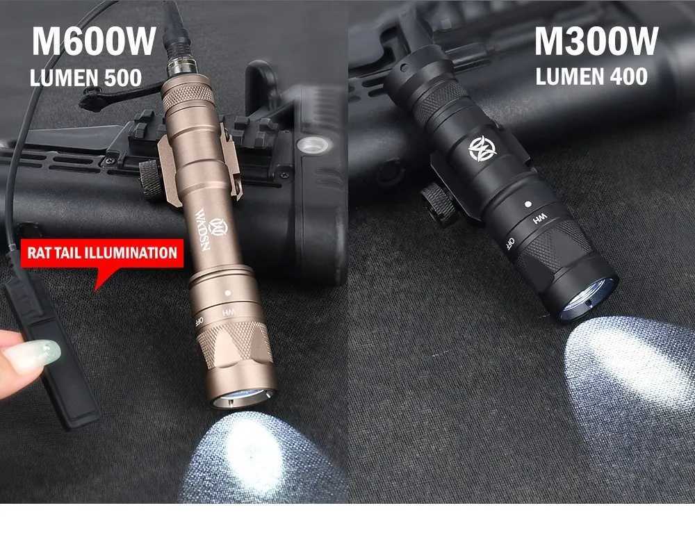 Wadson Metal M600W Tactical Weapon Light M300W Flash D White Light Hunting Rifle Flashlight Suitable for 20mm Picatinny RailXJ250303