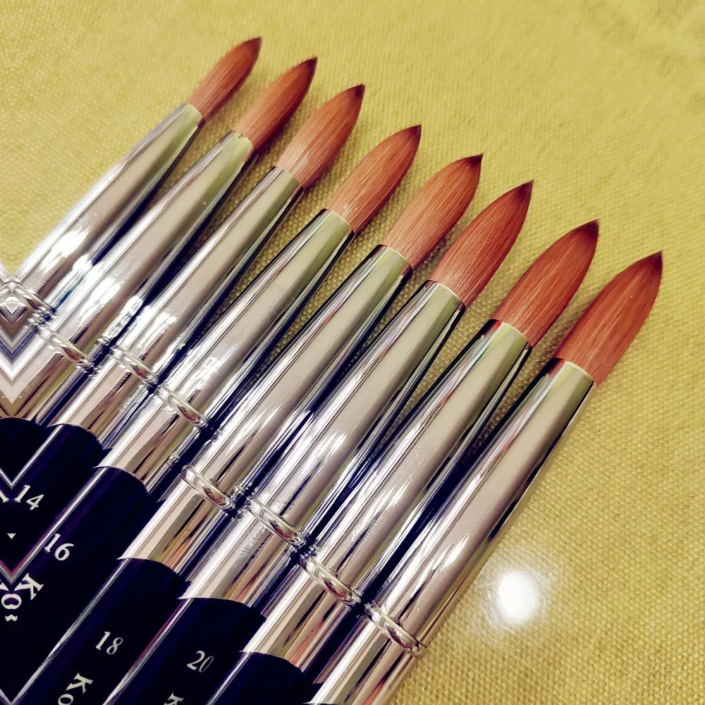 Kolinsky Acrylic Nail Art Brush 1PCS Sample Test Round Sharp Factory Direct Silver Metal Drawing Tool 250304