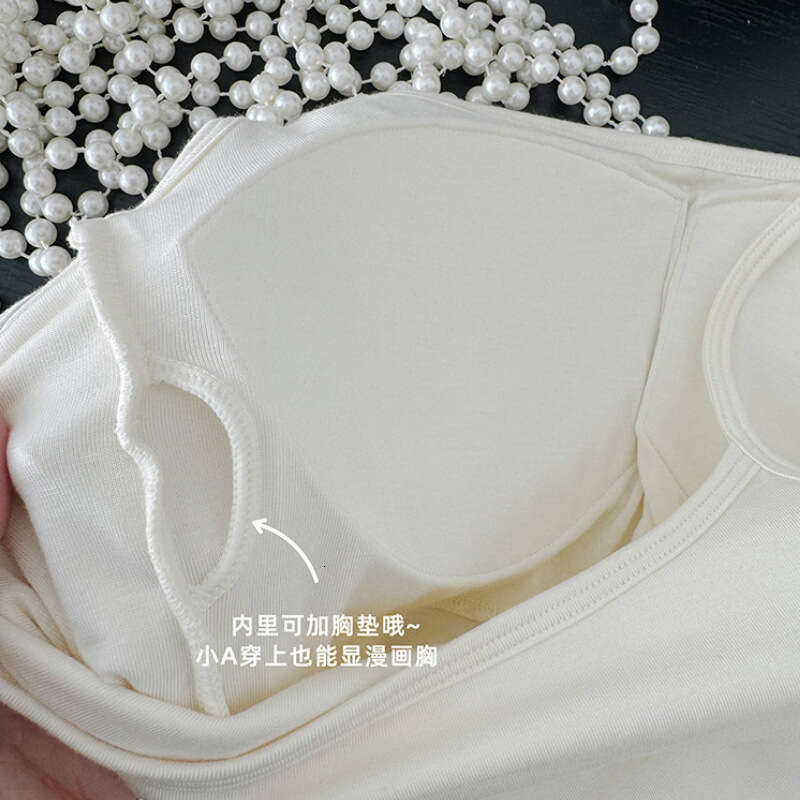 Spring summer beautiful blue shoulder suspender, women's strap with chest cushion, one-piece outer and inner top, thin style base shirt