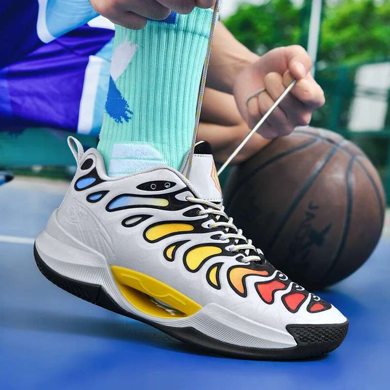High-quality Men's Reflective Bas ketball S neakers Men Mesh Out door Rubber Anti Slip Sports Training Shoes Male