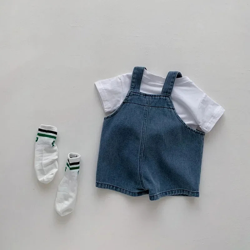 Summer Baby Clothing Set Toddler Girls Clothes Suit Infant Tee and Denim Overall Boys Outfit 250304