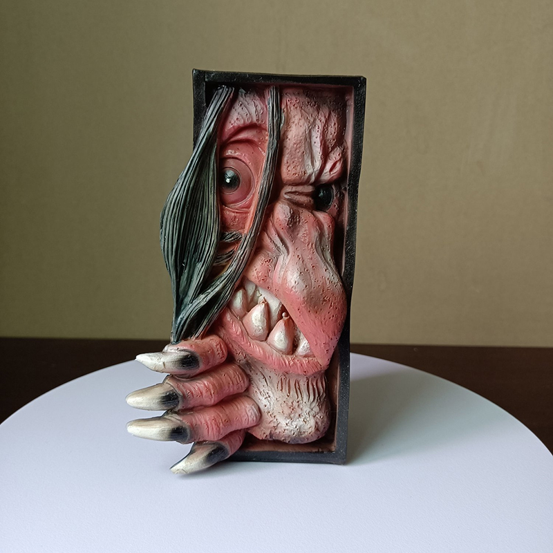 Easter Scary Monster Face Frankenstein's Book Figurines Creative 3D Resin Bookshelf Decoration Horror Desktop Bookend Statue