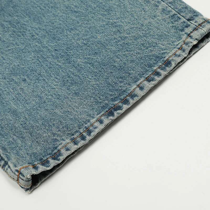 UPRAKF Straight-Leg Pocket Wide Leg Jeans Distressed Pants Casual Denim Autumn Fashion Basic High Street