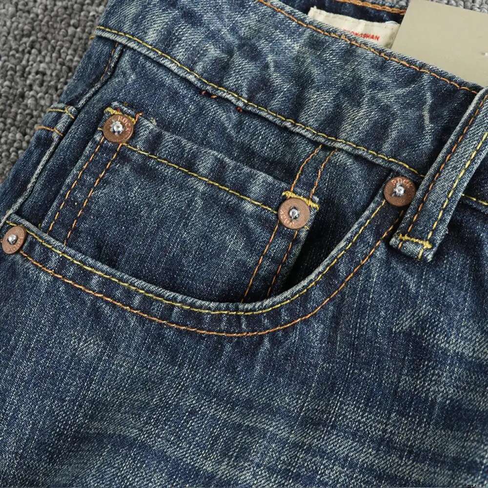 2025 Spring And Autumn New American Retro Men's Washed Straight Leg Jeans Fashion Comfortable 97% Cotton Cargo Casual Pants