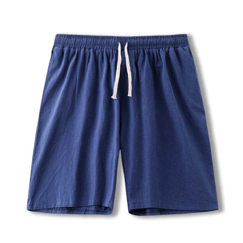 Summer Cotton Linen Shorts Men Fashion Casual Linen Short Pants Big Size 14XL 15XL Shorts Solid Color Elastic Waist Bottoms MaleT250304