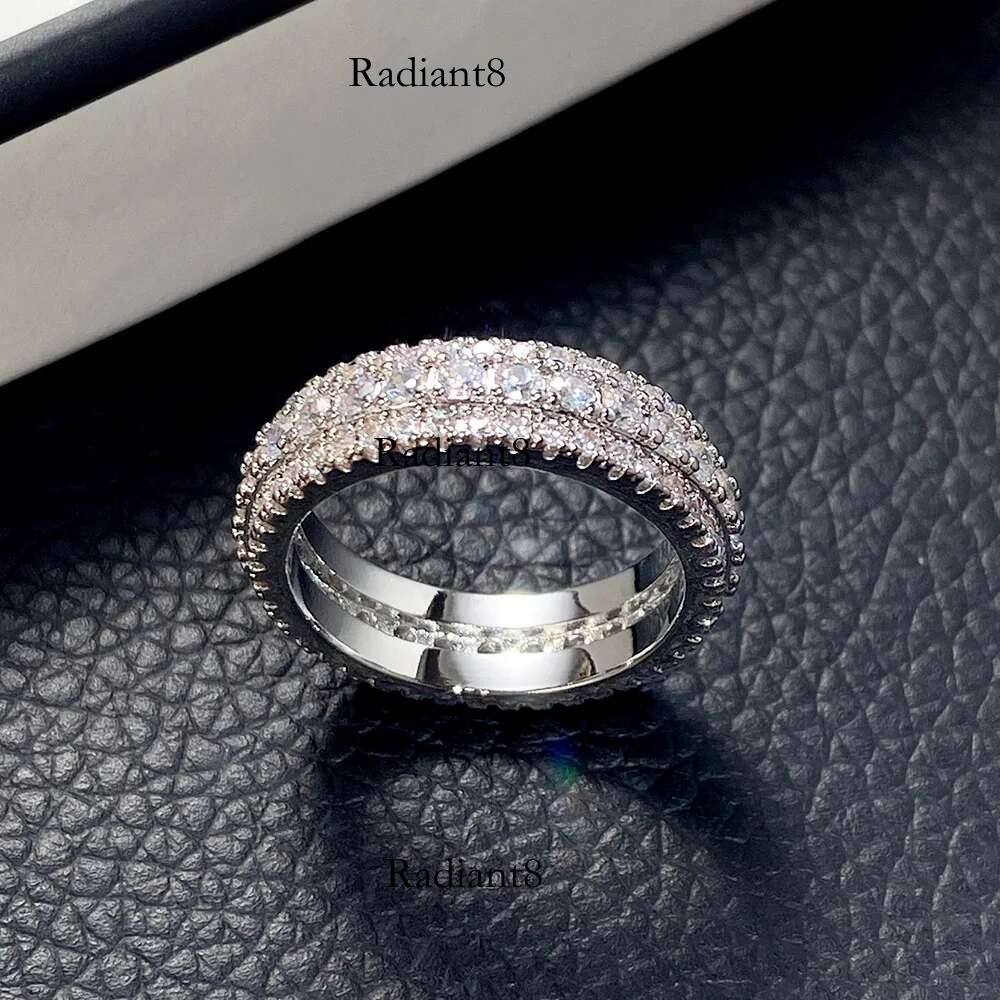 6mm Wide Moissanite Wedding Solid Sterg Sier Ring Eternity Band Engagement Rings for Women Wholesale Gifts