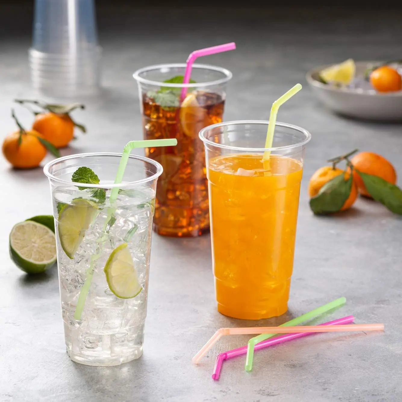 1000-100Counts Neon Colored Flexible Plastic Drinking Straws Disposable Straw 8.2 inches Tall Assorted Colors 250228