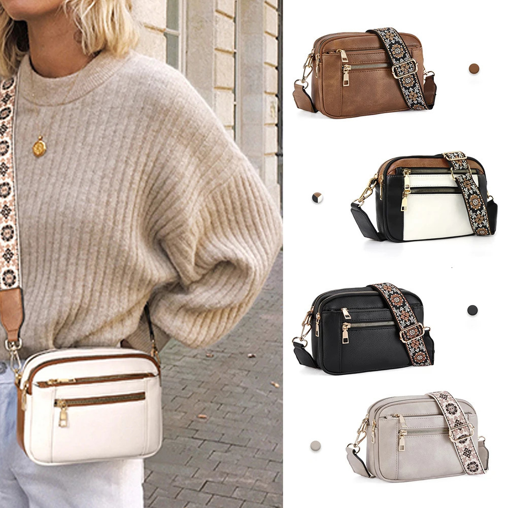 Retro Stylish Womens Cross-Body Bag With Striped Strap Multi Pockets Hand-Made Shoulder Bag For Outdoor Shopping Working Daily 250303