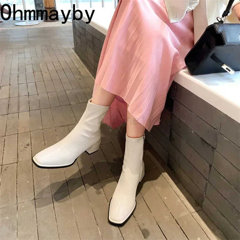 2025 Autumn Winter Design Heel Ankle Boot Fion Square Toe Zipper Ladies Casual Boots Shoes Soft Leather Short Boot Z250304