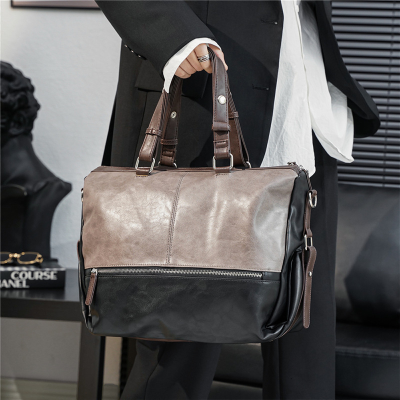 Designer Designer New High-Capacity Handbag, Fashionable And Simple Crossbody Travel Shoulder Color Blocking Men's Bag, Trendy Big Bag