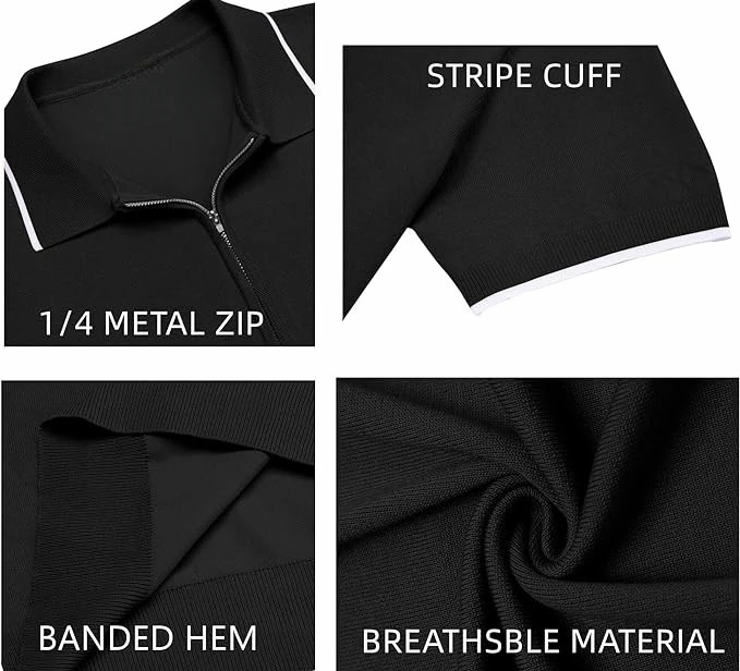 Summer Mens Fashion Polo ShirtLapel Zip Short SleevePlaid PrintMens Sports Casual Short SleeveMens Short Sleeve Tops 250304