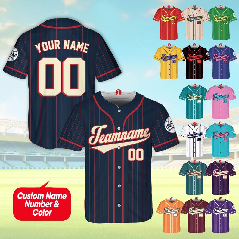 Personalized Baseball Jersey, Custom Logo Baseball Jersey with custom colors, names, and numbers, Baseball Jersey Uniform Baseball Fans and lovers