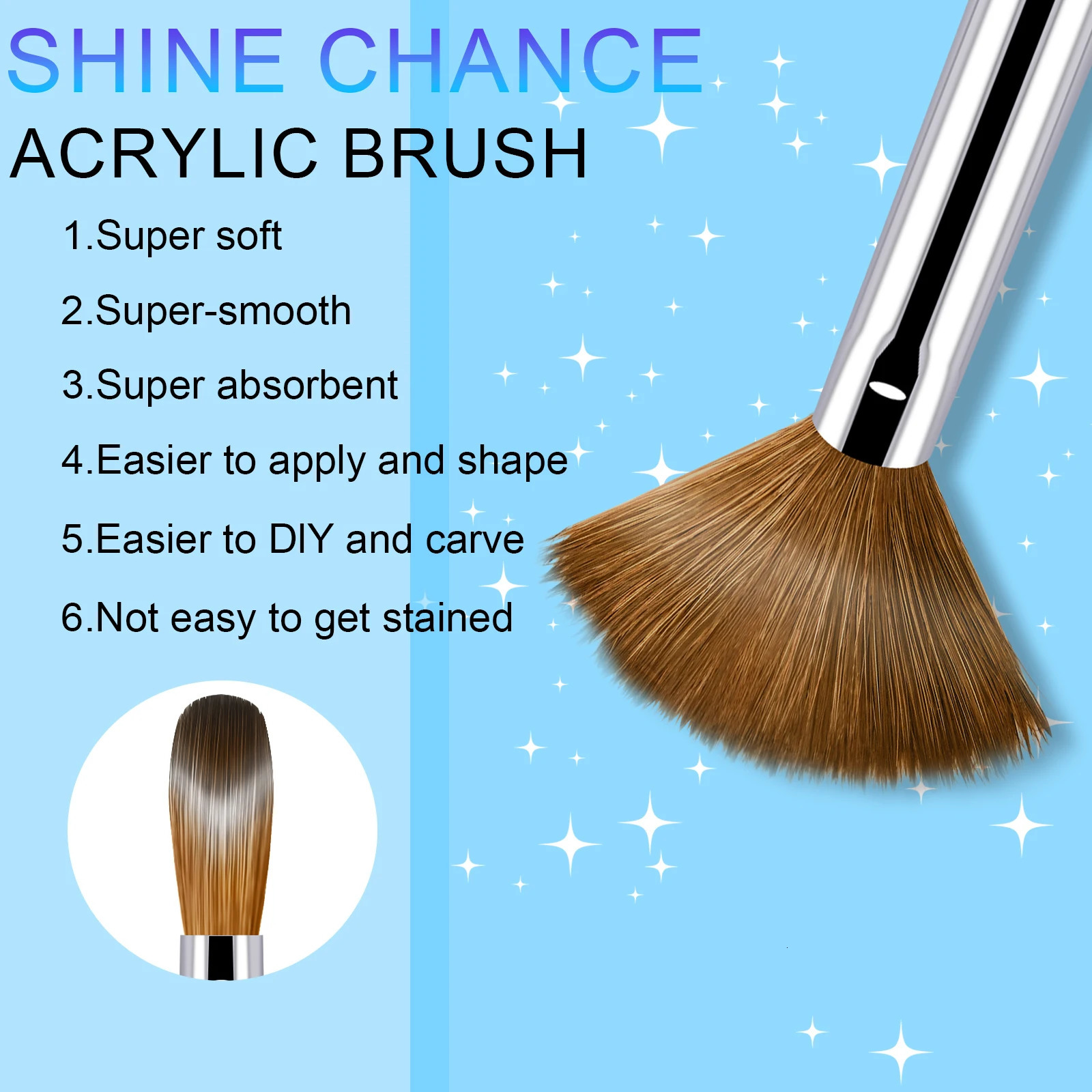 4pcs Kolinsky Acrylic Nail Brush Good Quality Nail Art Mink Brush Wood Handle Gel Builder Manicure Brush Drawing Tools 250304