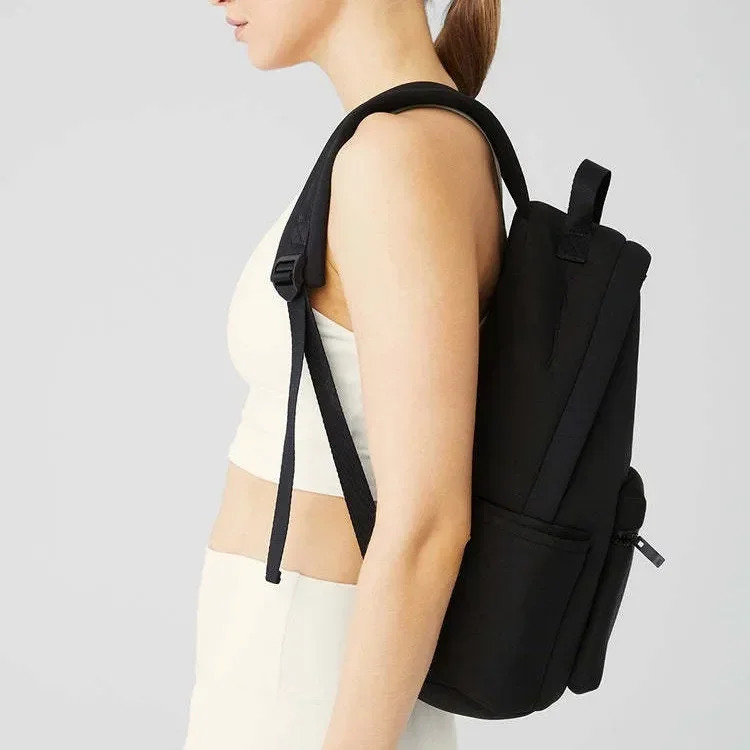 Ship from US AI0Matte Neoprene Black Slim Fit Backpack with Front Pouch ParentChild Travel Bag School 250304FBB