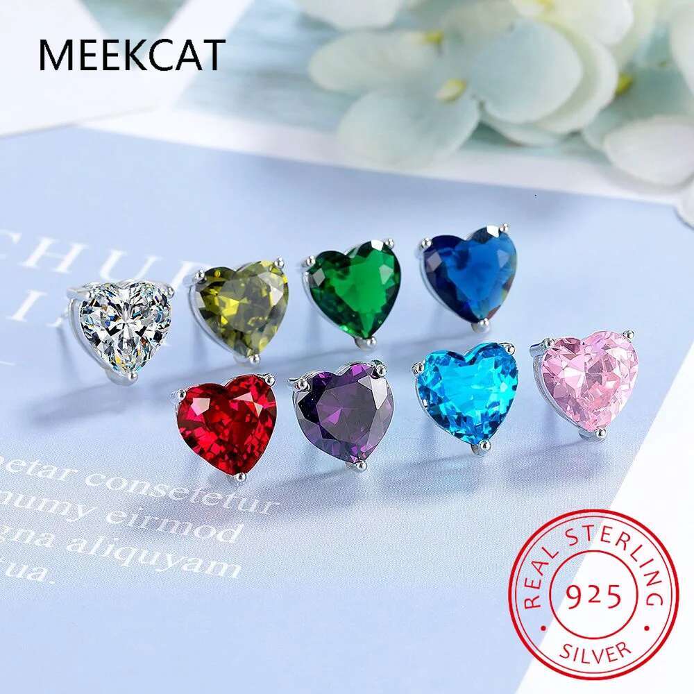 1CT 2CT 4CT Heart Cut Moissanite Stud Earrings for Women Quality Lab Dia S Sterg Sier Bride Jewelry