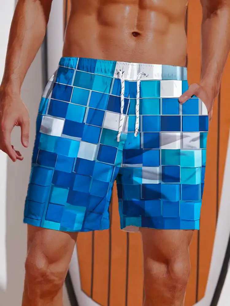 2024 Summer 3D Printed Striped Flame Printing Shorts Mens Board Shorts Swim Trunks Drawstring Breathable Short Hawaiian shortsT250304