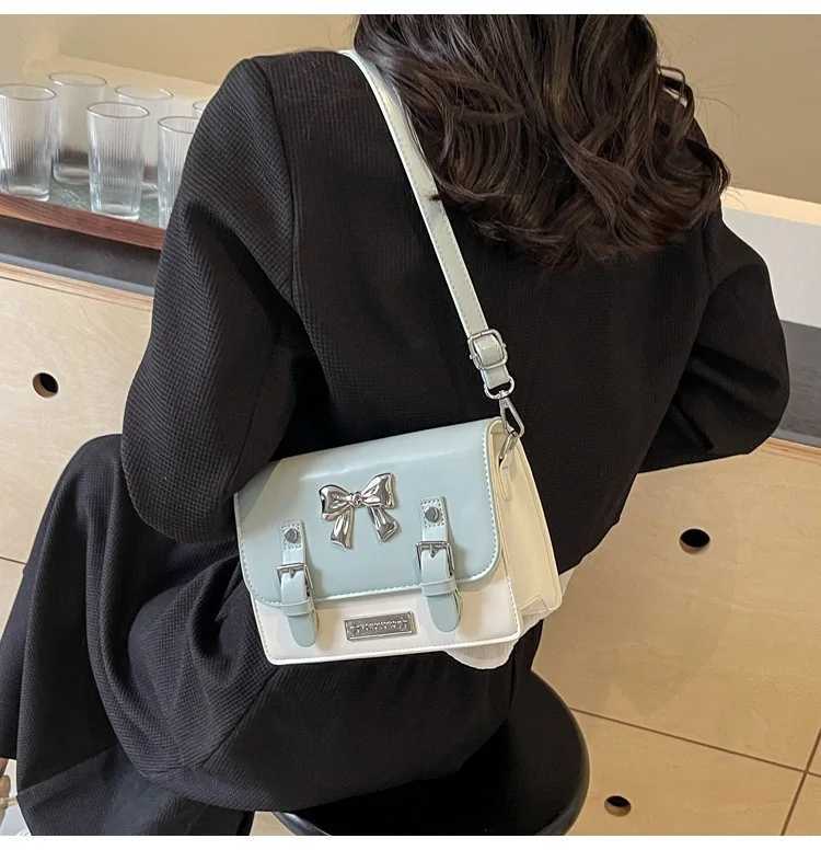 Luxury Women Brand PU Leather Contrast Color Crossbody Bag Casual Lock Sweet Flap Messenger Bag Y250303
