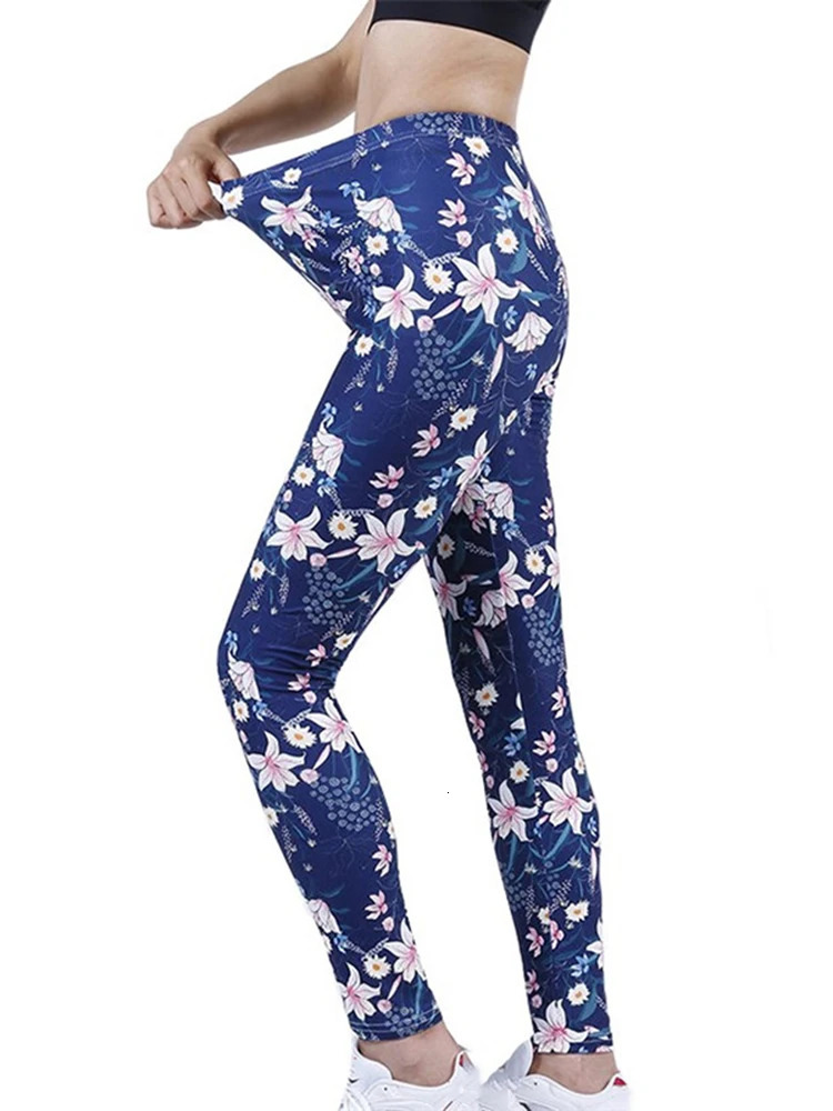 CUHAKCI Fashion Women Leggings Beautiful Leaf Floral Printing High Waist Jeggings Stretch Pant Sexy Clothing Mujer 250303