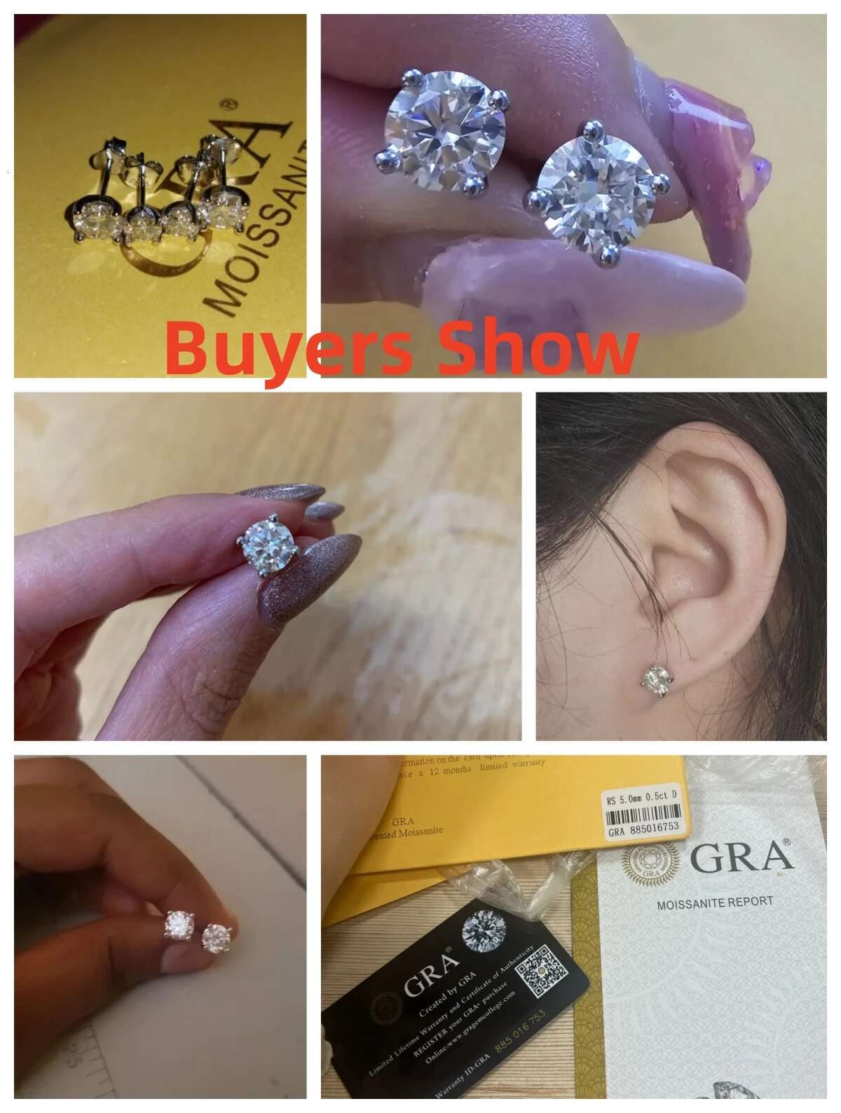 CANNER 0.5-1.2 Carat D Color Moissanite Ear Stud Earrings For Women Sterg Sier Sparkg Piercing Earring Fine Jewelry