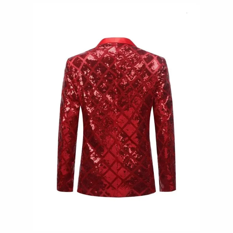 Mens Threedimensional Square Sequined Casual Dance Suit Jacket Fashion Blazer 250304