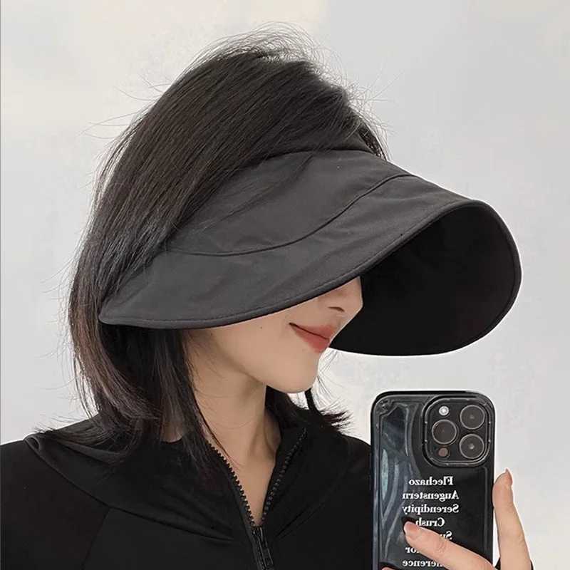 RICYGVM Summer Empty Top Sun Hat for Women Outdoor Ultraviolet Protection Visors Korean Fashion Foldable Large Brim Duckbill CXJ250304