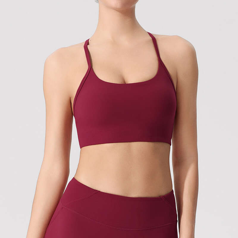 European and American yoga vest women's running gathering fiess suit light strength thin shoulder strap beautiful back sports bra 2025 new style 