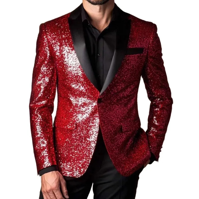 Mens Sequined Suit Party Wedding Show Dress Club Jacket 250304