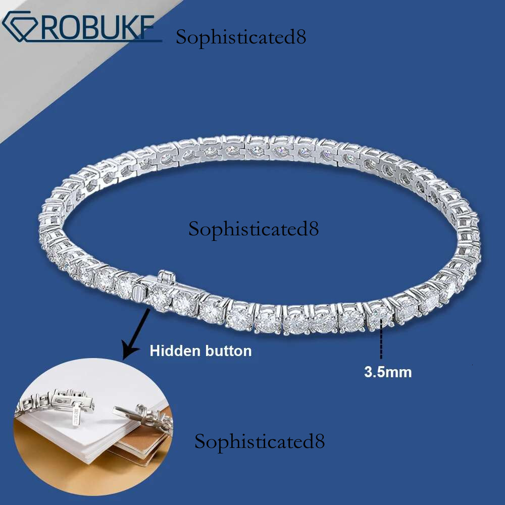 3.5mm Moissanite Tennis Bracelet for Women Man Sterg Sier Plated White Gold Hidden Lock Sparkg Wedding Party Jewelry