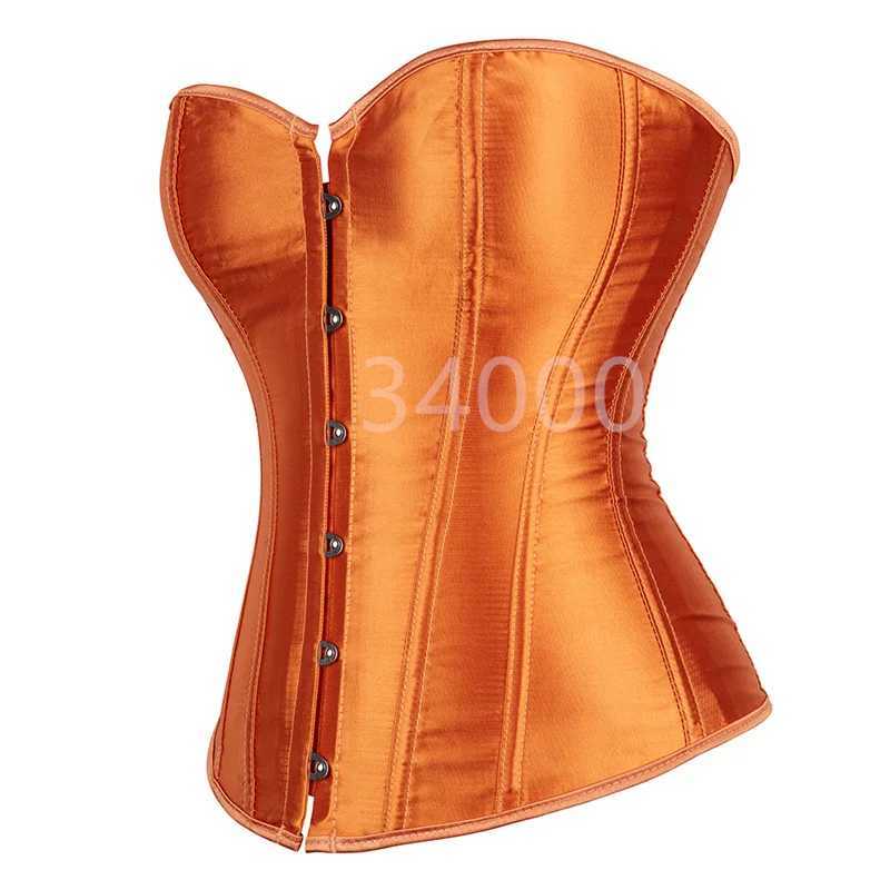 Caudatus Corset Womens Top Corset Satin Sexy Lace Strap Corset Brocade Retro Style Korsett Plus Size OrangeXJ250304